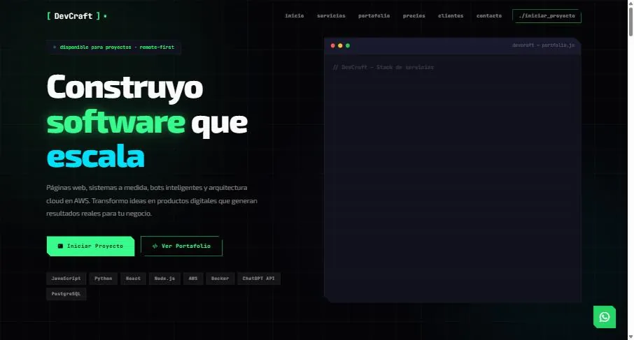 DevCraft — Desarrollo Web y Software