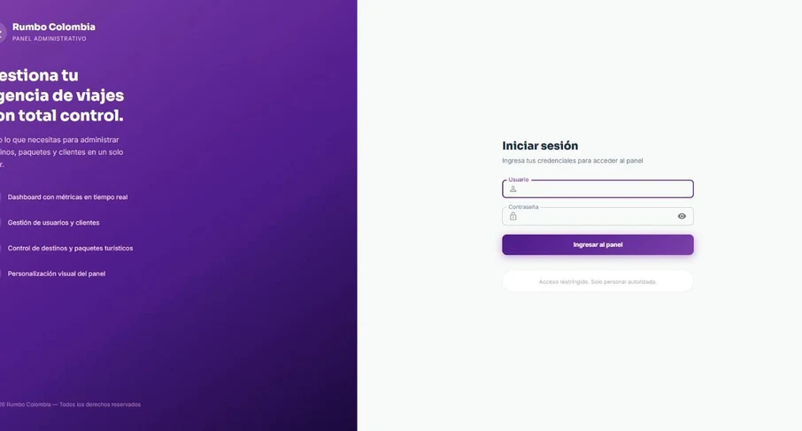 Panel administrativo — Inicio de sesión